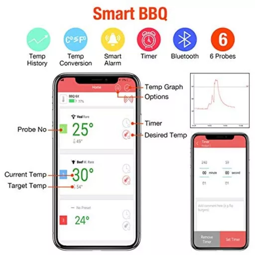 Termometru digital Bluetooth Cloud BBQ (cu 4 sonde)